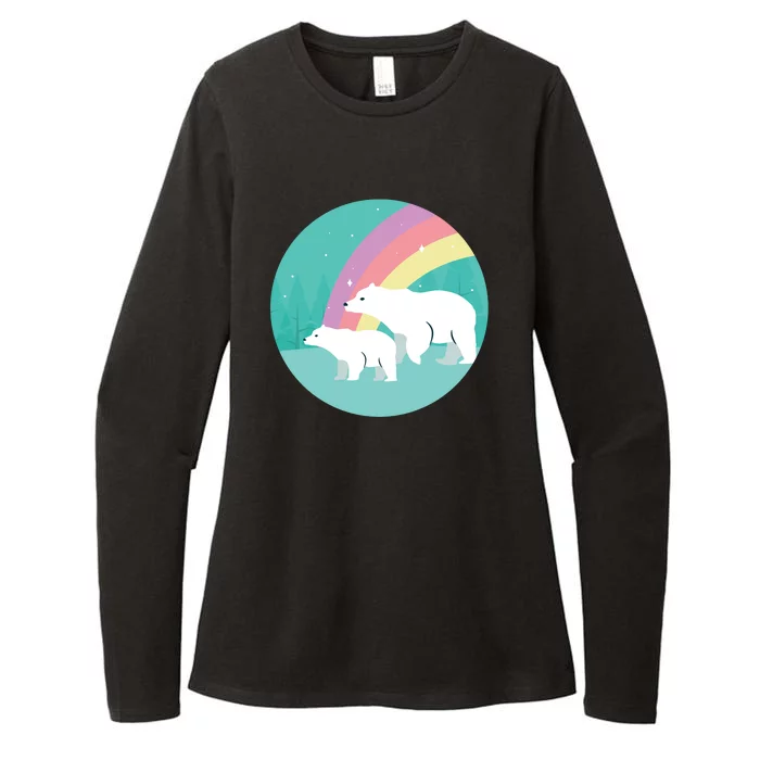 Cute Polar Bears Rainbow Womens CVC Long Sleeve Shirt