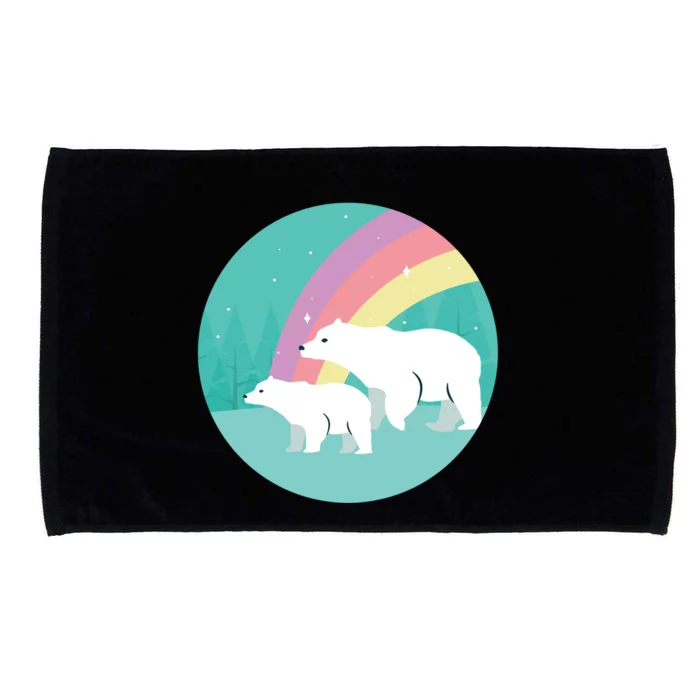 Cute Polar Bears Rainbow Microfiber Hand Towel