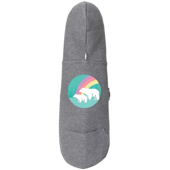 Cute Polar Bears Rainbow Doggie 3-End Fleece Hoodie