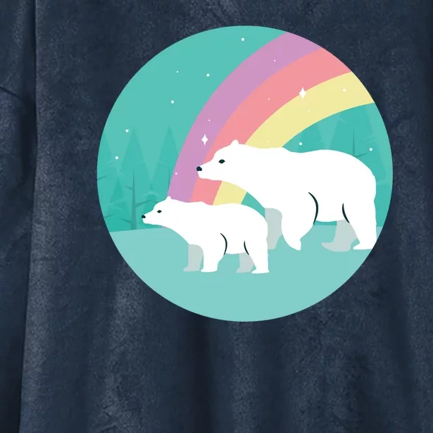 Cute Polar Bears Rainbow Hooded Wearable Blanket