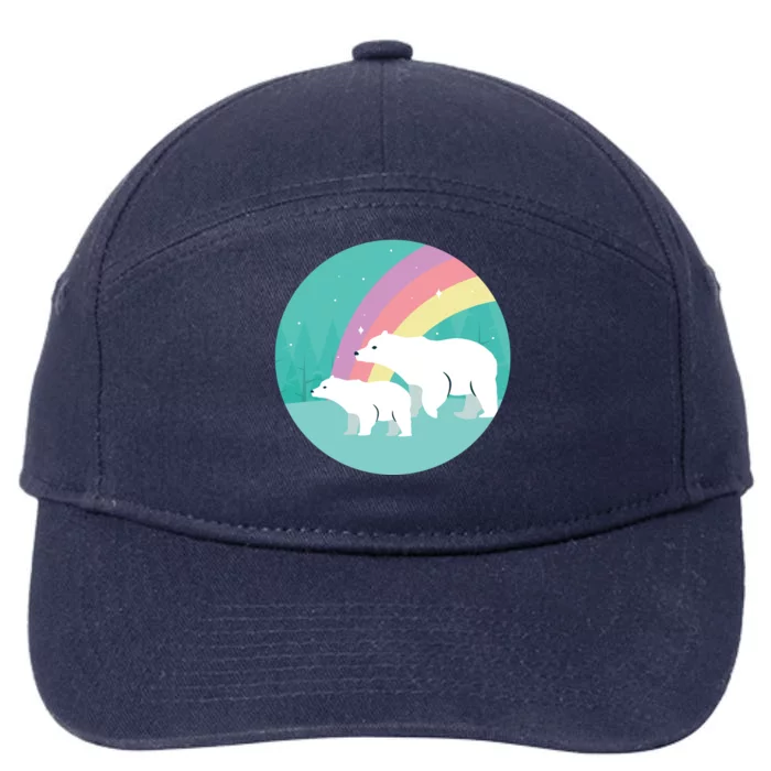 Cute Polar Bears Rainbow 7-Panel Snapback Hat