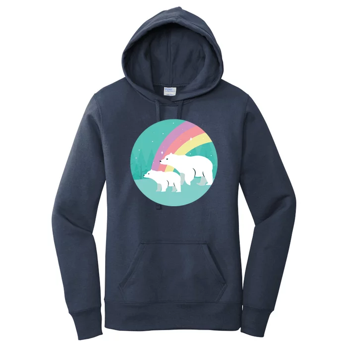 Cute Polar Bears Rainbow Women's Pullover Hoodie