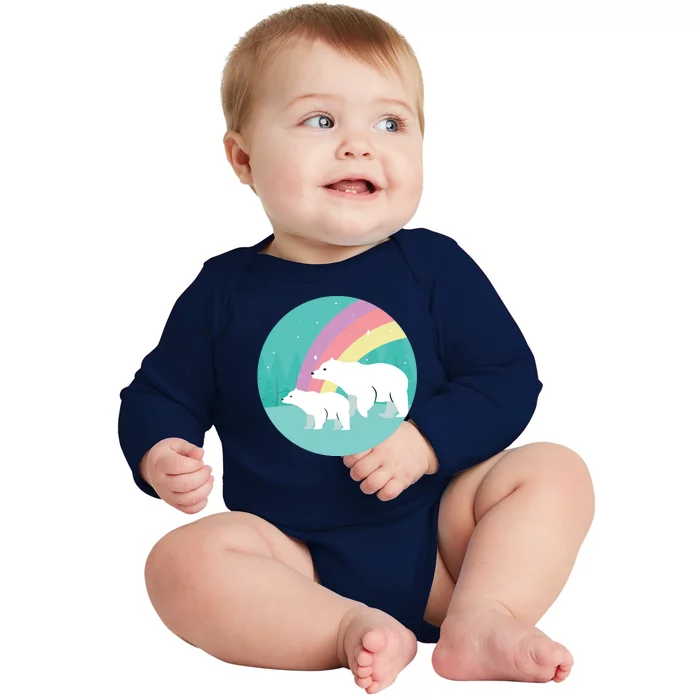 Cute Polar Bears Rainbow Baby Long Sleeve Bodysuit