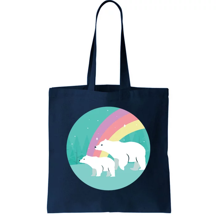 Cute Polar Bears Rainbow Tote Bag