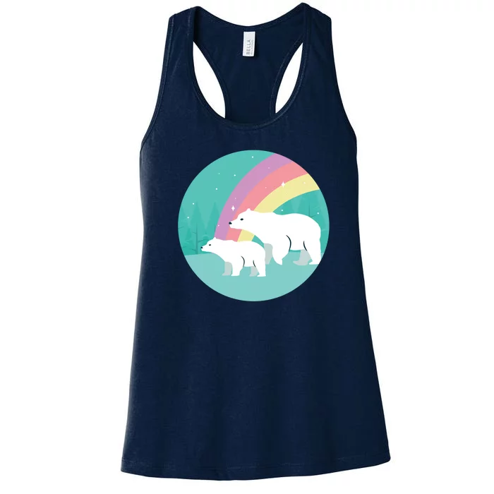 Cute Polar Bears Rainbow Women's Racerback Tank