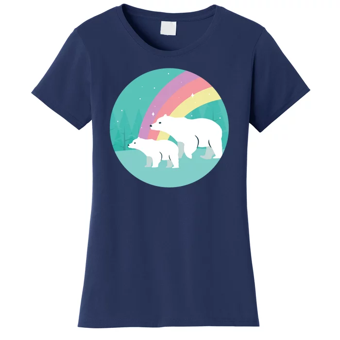 Cute Polar Bears Rainbow Women's T-Shirt