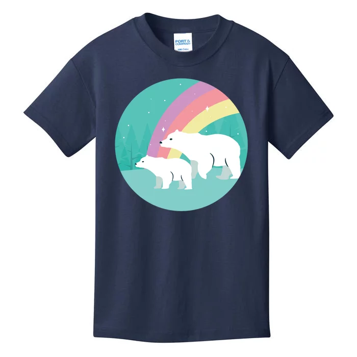 Cute Polar Bears Rainbow Kids T-Shirt