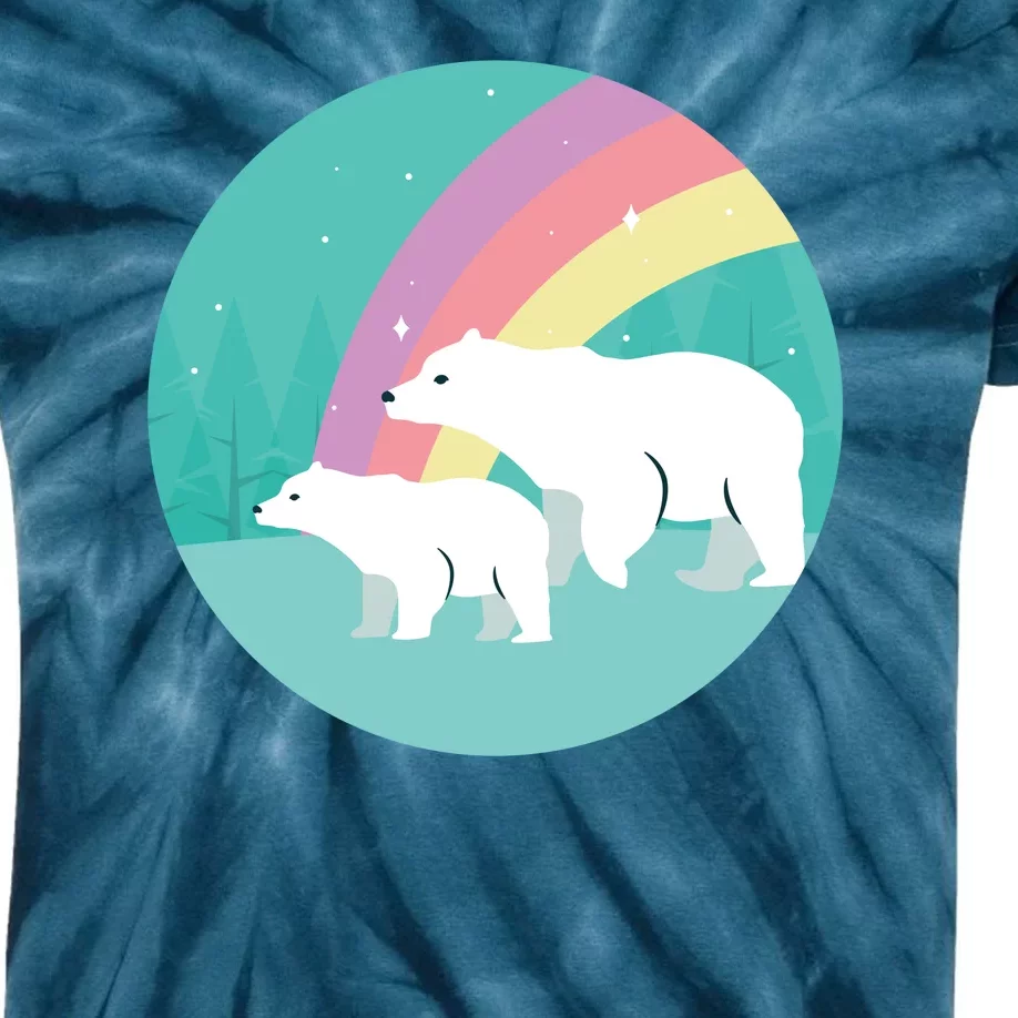 Cute Polar Bears Rainbow Kids Tie-Dye T-Shirt