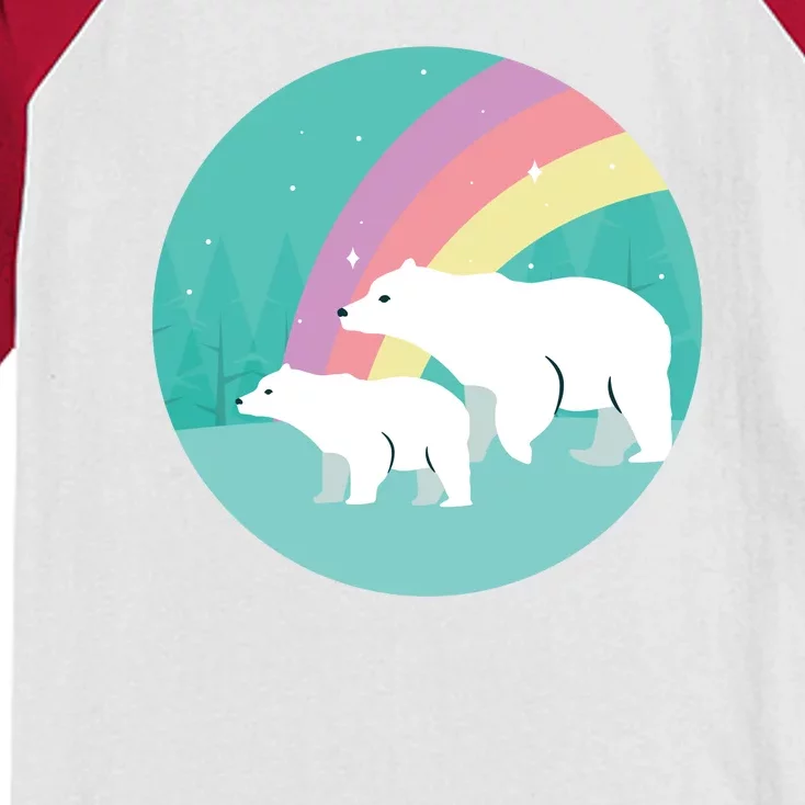 Cute Polar Bears Rainbow Kids Colorblock Raglan Jersey