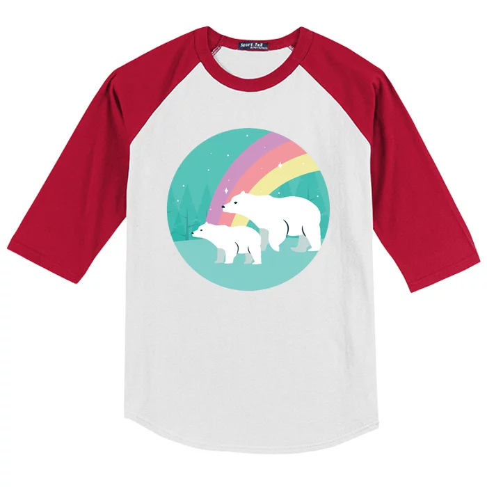 Cute Polar Bears Rainbow Kids Colorblock Raglan Jersey