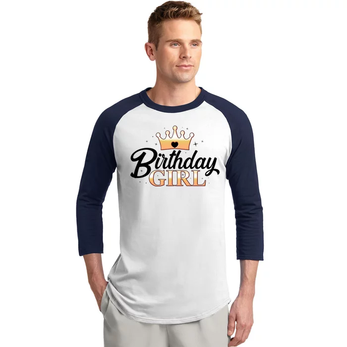 Cute Princess Tiara Birthday Girl Baseball Sleeve Shirt