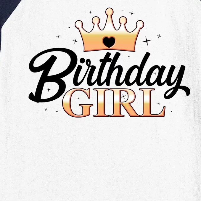 Cute Princess Tiara Birthday Girl Baseball Sleeve Shirt