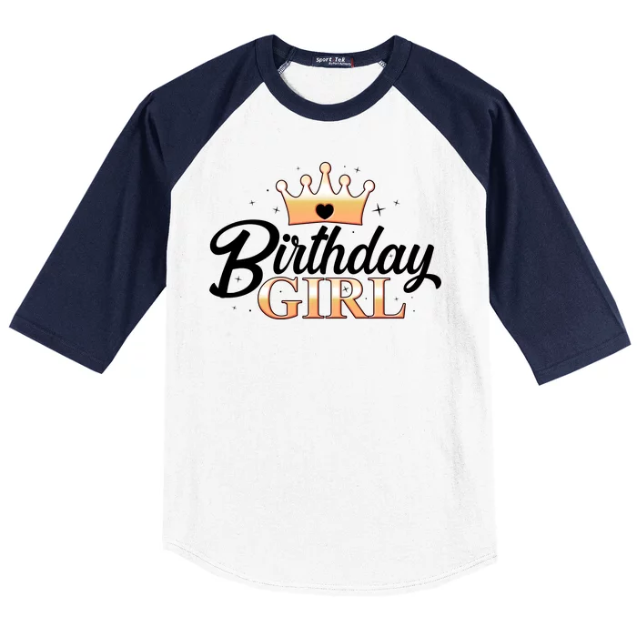 Cute Princess Tiara Birthday Girl Baseball Sleeve Shirt