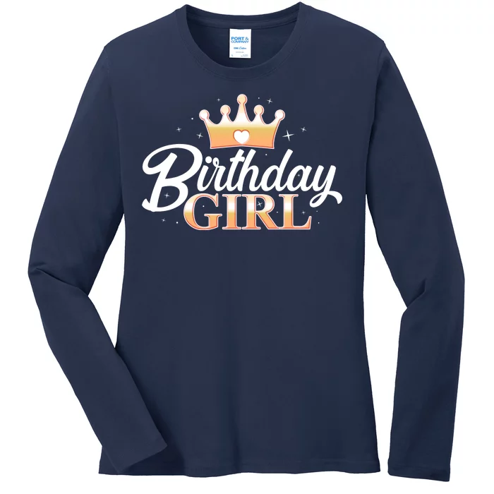 Cute Princess Tiara Birthday Girl Ladies Long Sleeve Shirt