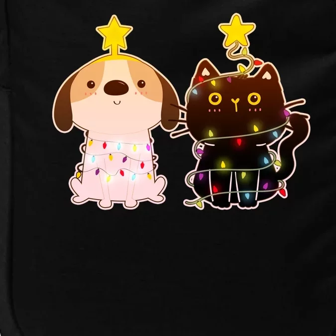 Cute Puppy and Kitten Christmas Lights Impact Tech Backpack