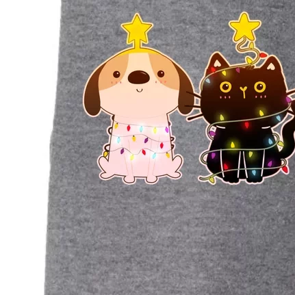 Cute Puppy and Kitten Christmas Lights Doggie 3-End Fleece Hoodie