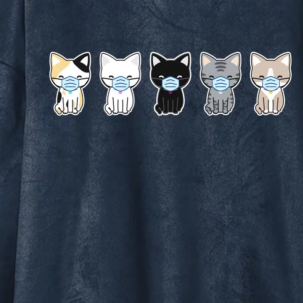 Cute Quarantine Kitties Hooded Wearable Blanket