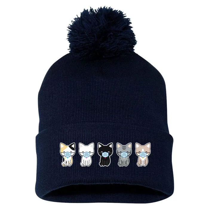 Cute Quarantine Kitties Pom Pom 12in Knit Beanie