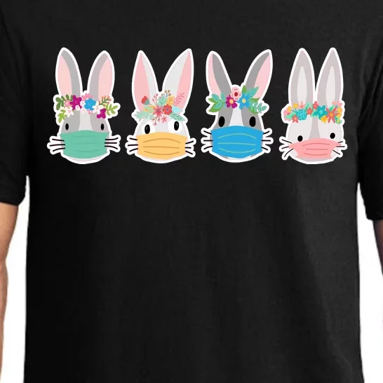 Cute Quarantined Easter Bunnies Wearing Mask Pajama Set