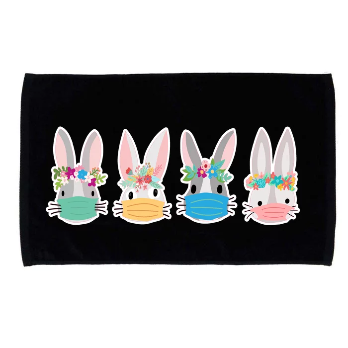 Cute Quarantined Easter Bunnies Wearing Mask Microfiber Hand Towel