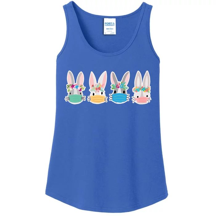 Cute Quarantined Easter Bunnies Wearing Mask Ladies Essential Tank