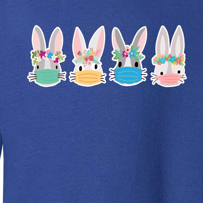 Cute Quarantined Easter Bunnies Wearing Mask Toddler Sweatshirt