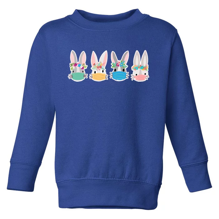 Cute Quarantined Easter Bunnies Wearing Mask Toddler Sweatshirt