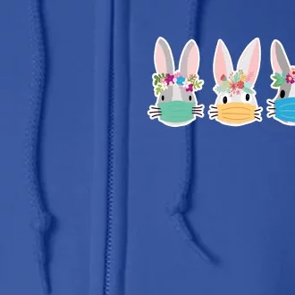 Cute Quarantined Easter Bunnies Wearing Mask Full Zip Hoodie