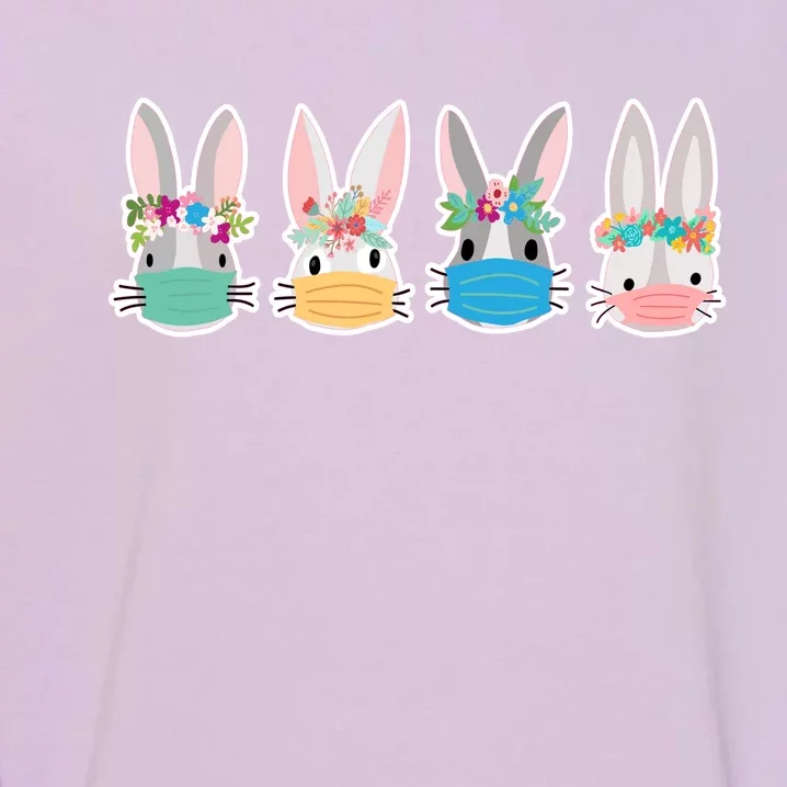 Cute Quarantined Easter Bunnies Wearing Mask Garment-Dyed Sweatshirt