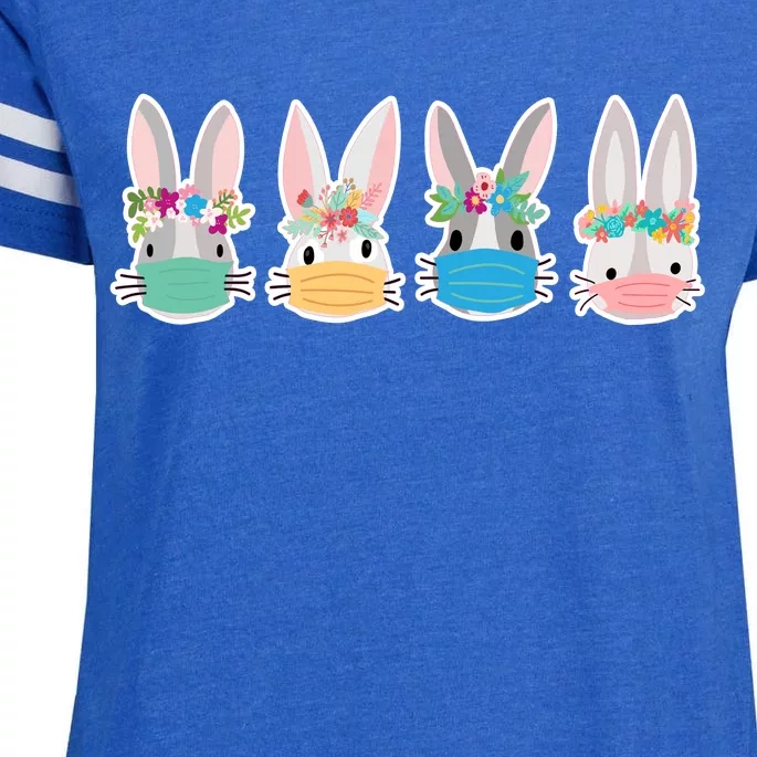 Cute Quarantined Easter Bunnies Wearing Mask Enza Ladies Jersey Football T-Shirt