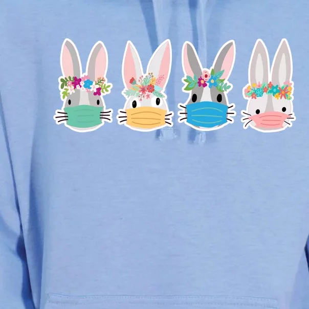 Cute Quarantined Easter Bunnies Wearing Mask Unisex Surf Hoodie