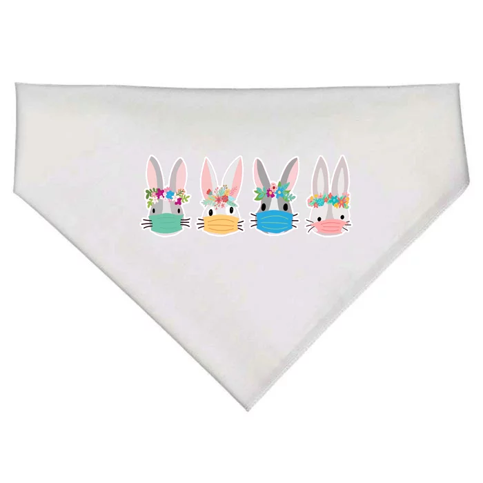 Cute Quarantined Easter Bunnies Wearing Mask USA-Made Doggie Bandana