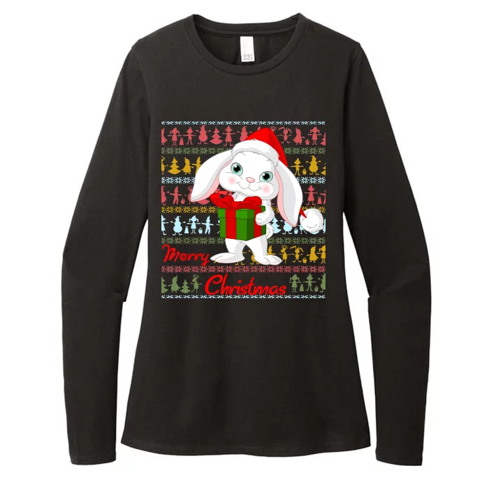 Cute Rabbit Ugly Christmas Sweater Womens CVC Long Sleeve Shirt