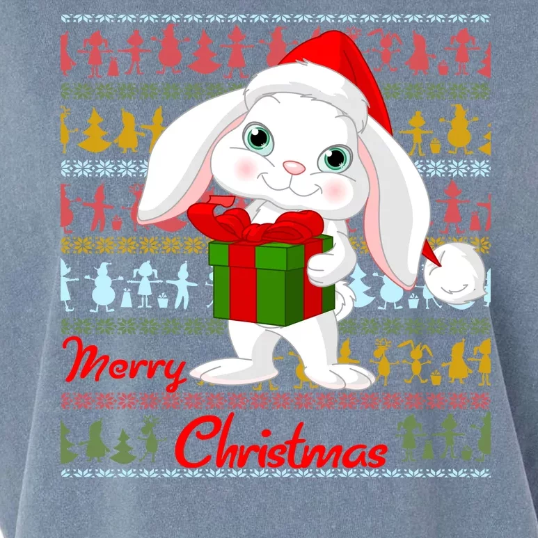 Cute Rabbit Ugly Christmas Sweater Garment-Dyed Women's Muscle Tee