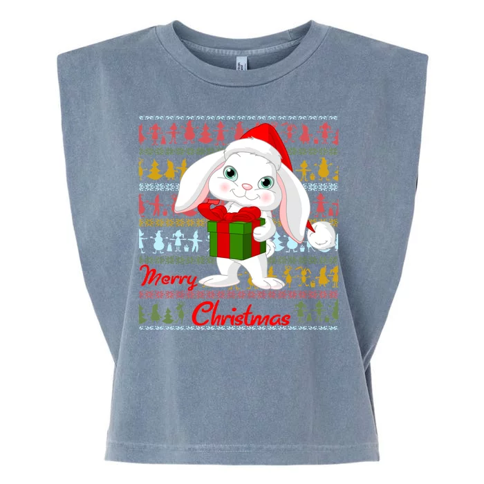 Cute Rabbit Ugly Christmas Sweater Garment-Dyed Women's Muscle Tee