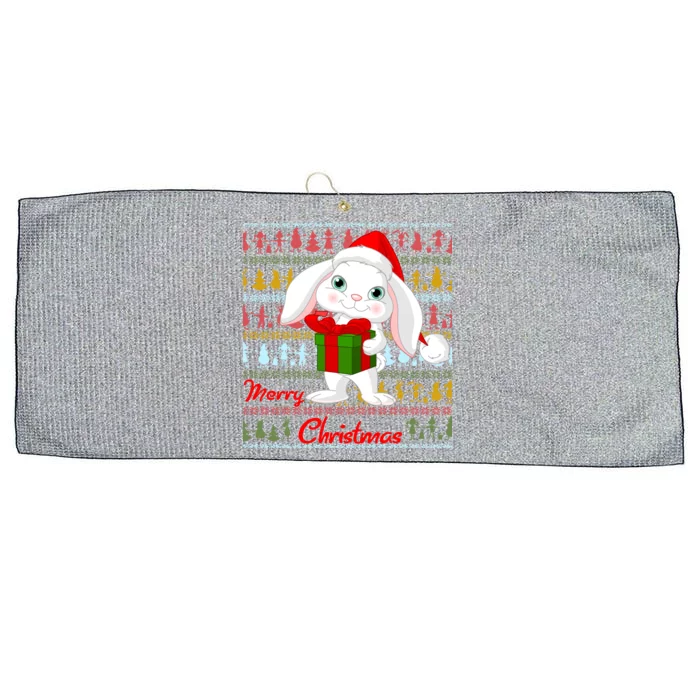 Cute Rabbit Ugly Christmas Sweater Large Microfiber Waffle Golf Towel