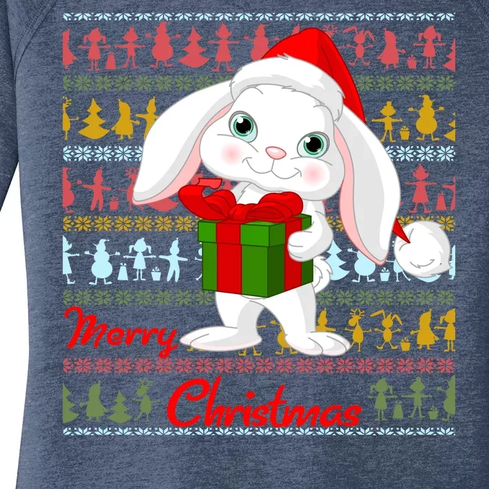 Cute Rabbit Ugly Christmas Sweater Women's Perfect Tri Tunic Long Sleeve Shirt