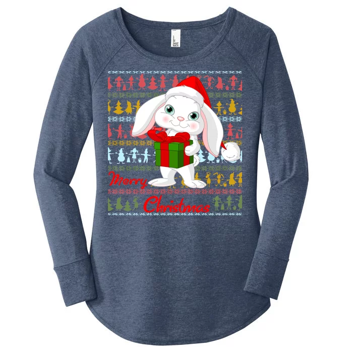 Cute Rabbit Ugly Christmas Sweater Women's Perfect Tri Tunic Long Sleeve Shirt