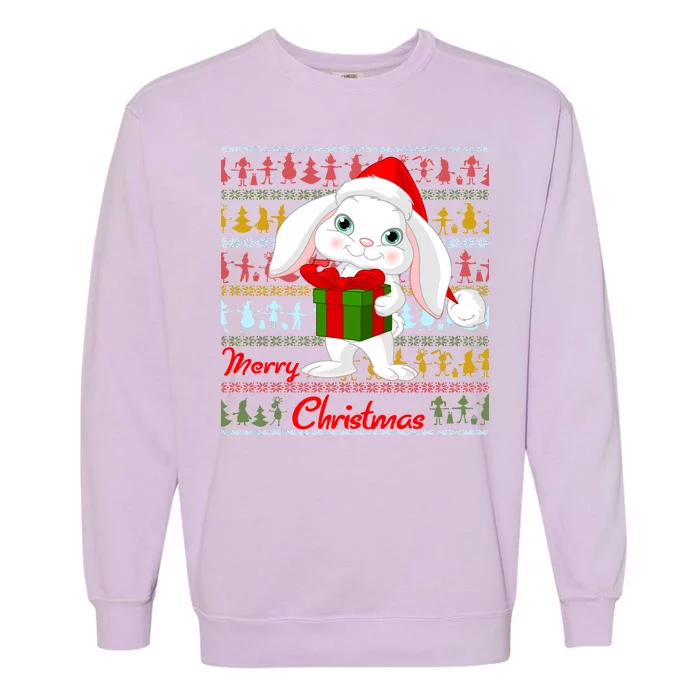 Cute Rabbit Ugly Christmas Sweater Garment-Dyed Sweatshirt