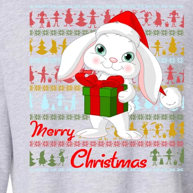 Cute Rabbit Ugly Christmas Sweater Cropped Pullover Crew