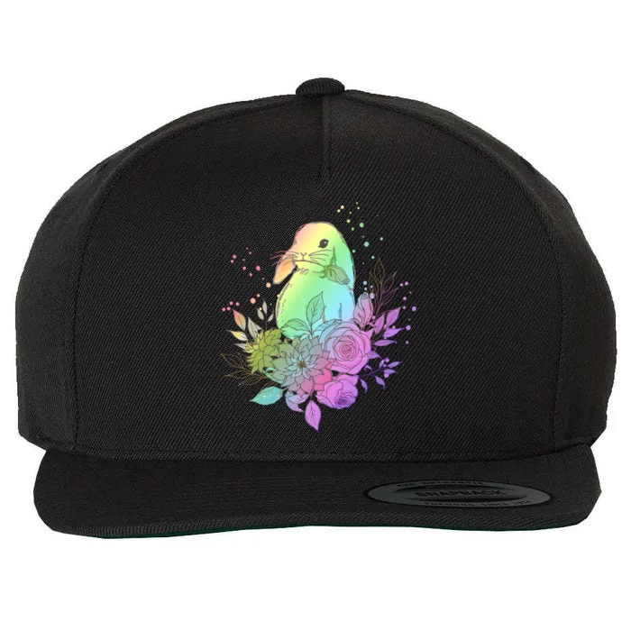 Cute Rainbow Pastel Easter Bunny Wool Snapback Cap