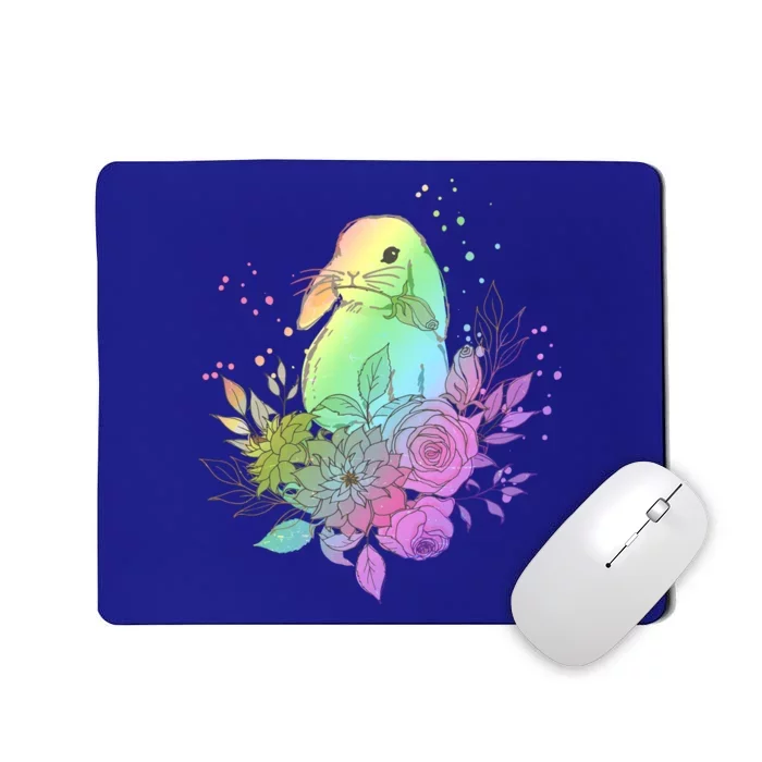 Cute Rainbow Pastel Easter Bunny Mousepad