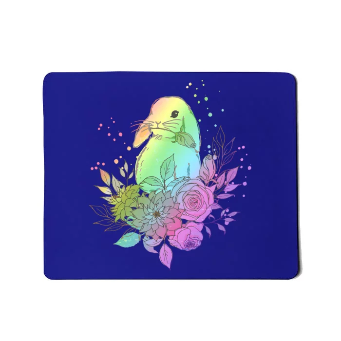 Cute Rainbow Pastel Easter Bunny Mousepad