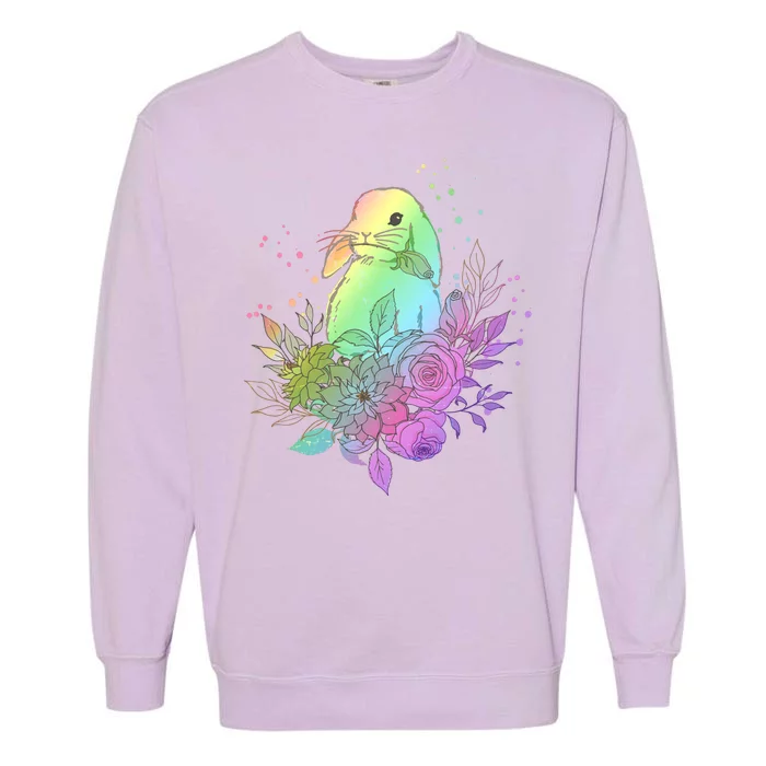 Cute Rainbow Pastel Easter Bunny Garment-Dyed Sweatshirt