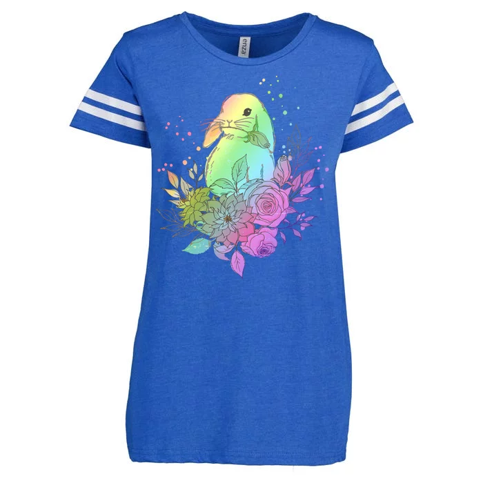 Cute Rainbow Pastel Easter Bunny Enza Ladies Jersey Football T-Shirt