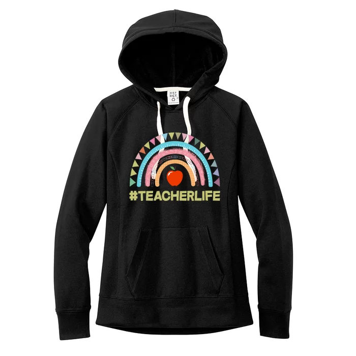 Cute Rainbow Teacher Life #teacherlife Women's Fleece Hoodie