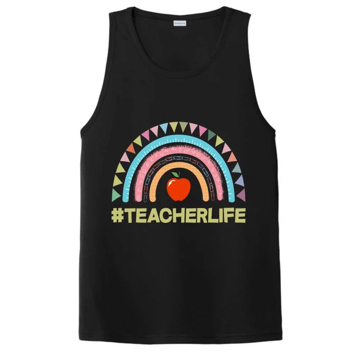 Cute Rainbow Teacher Life #teacherlife Performance Tank