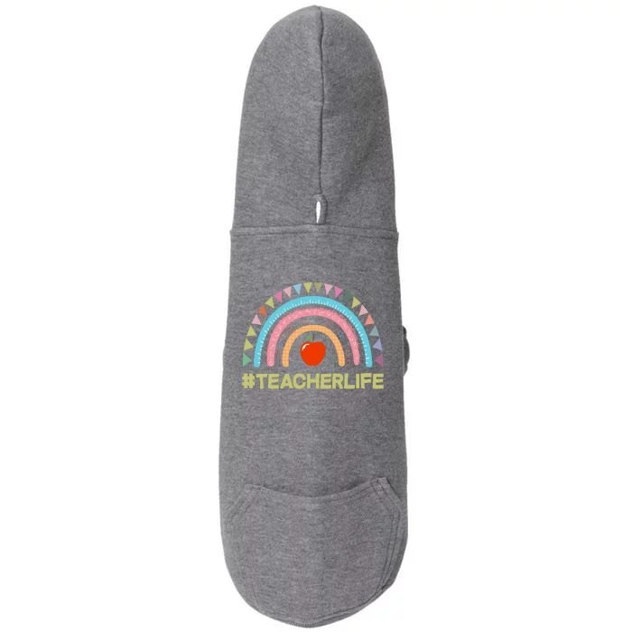 Cute Rainbow Teacher Life #teacherlife Doggie 3-End Fleece Hoodie