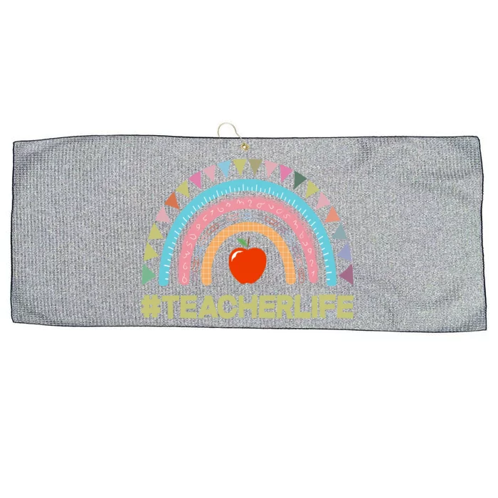 Cute Rainbow Teacher Life #teacherlife Large Microfiber Waffle Golf Towel