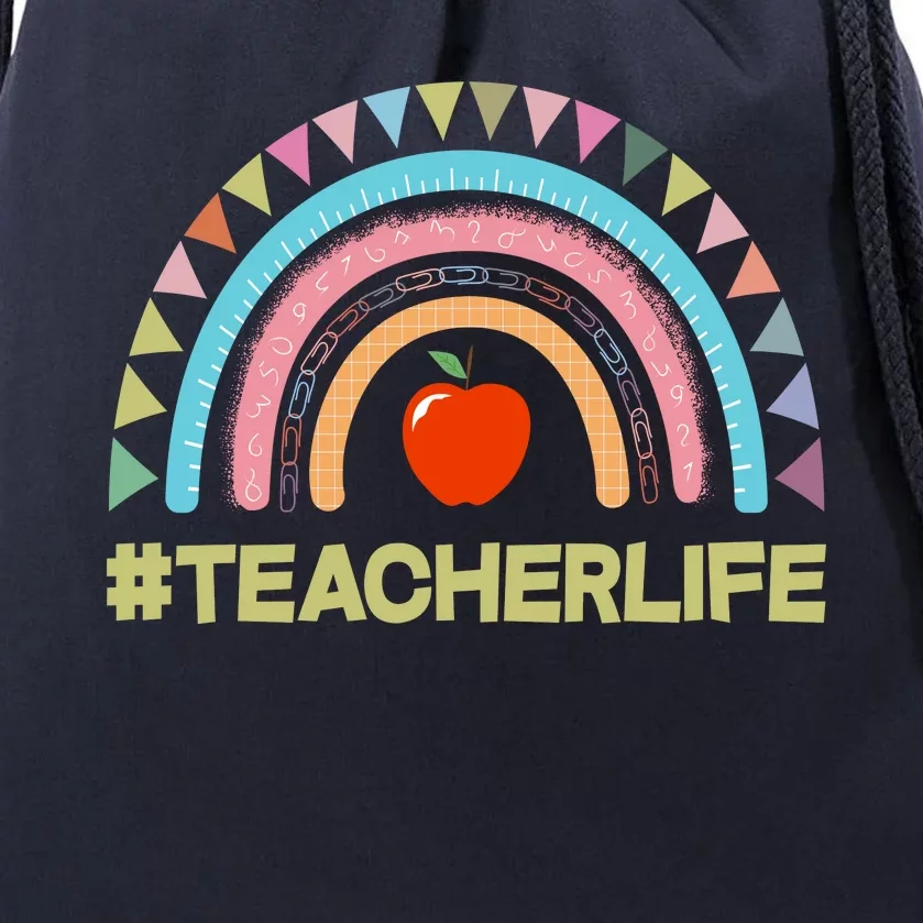 Cute Rainbow Teacher Life #teacherlife Drawstring Bag